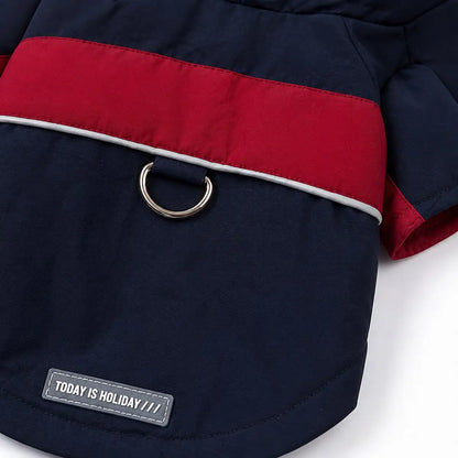 Navy hooded waterproof dog coat product detail
