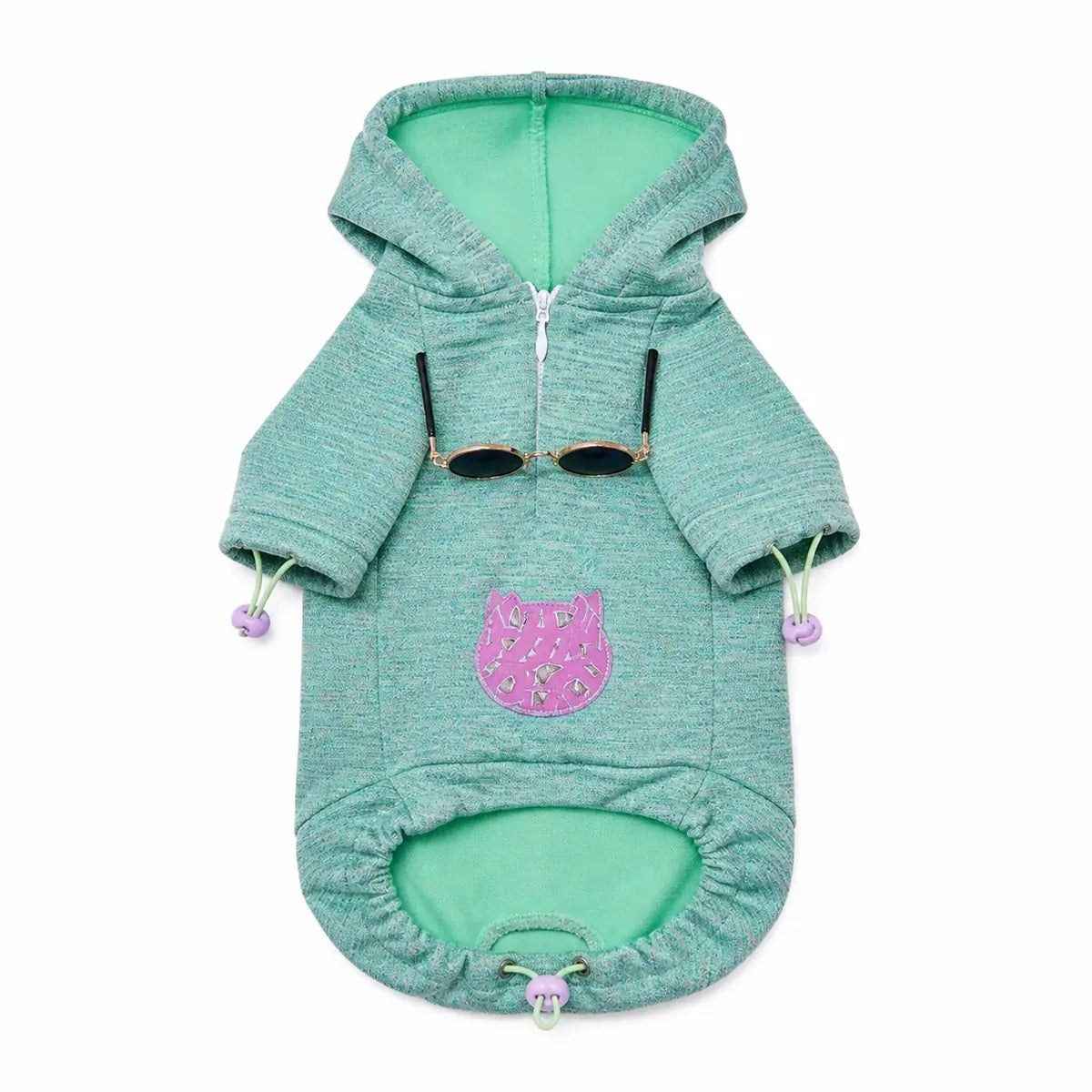 Green mint hooded cat sweatshirt shown alone on a white background