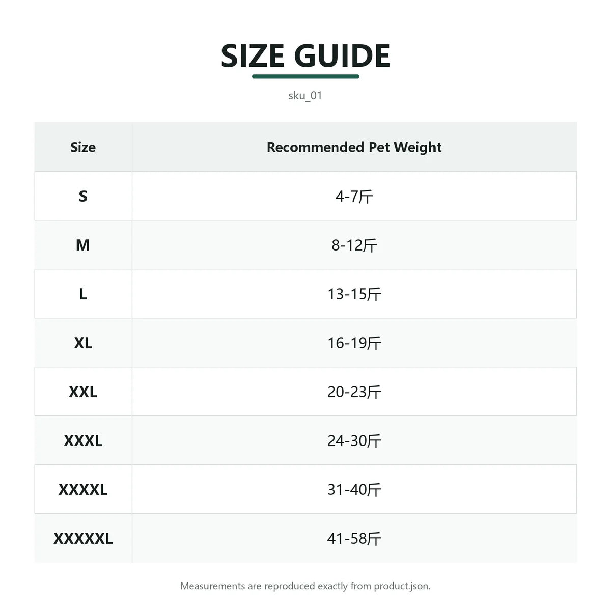 padded dog coat with harness straps size chart
