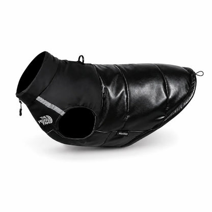 Black padded dog winter vest shown alone on a white background, image 2
