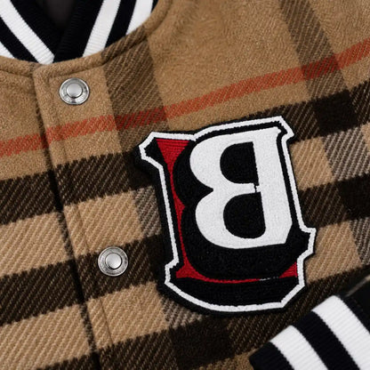 Tan Plaid Varsity padded plaid varsity dog jacket product detail