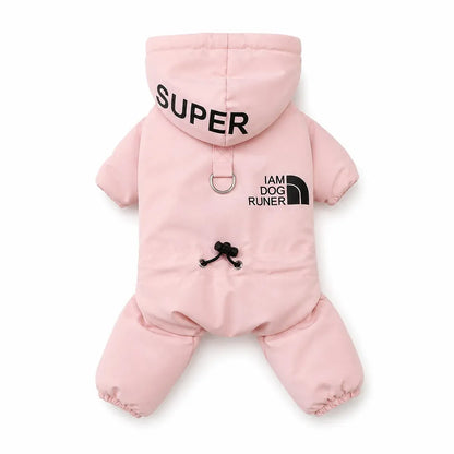 Pink Padded Dog Coat shown alone on a white background