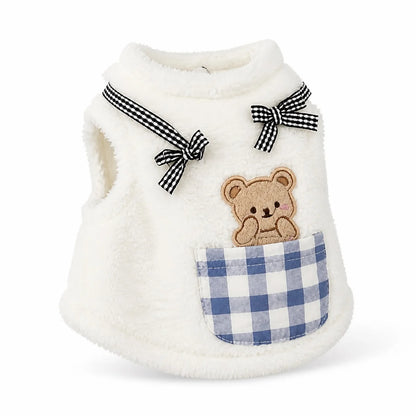Blue plaid cat vest shown alone on a white background, image 2