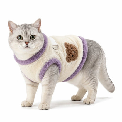 pet wearing a Purple Trim plush bear pet vest