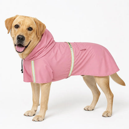 Red colorway 03 reflective hooded dog raincoat worn by a pet on a white background, image 5
