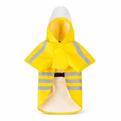 Yellow colorway 04 reflective hooded dog raincoat shown alone on a white background, image 2