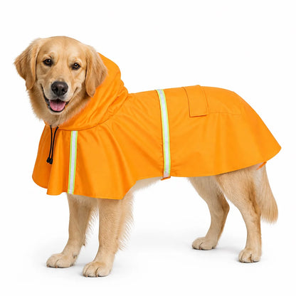 Yellow colorway 01 reflective hooded dog raincoat worn by a pet on a white background, image 3