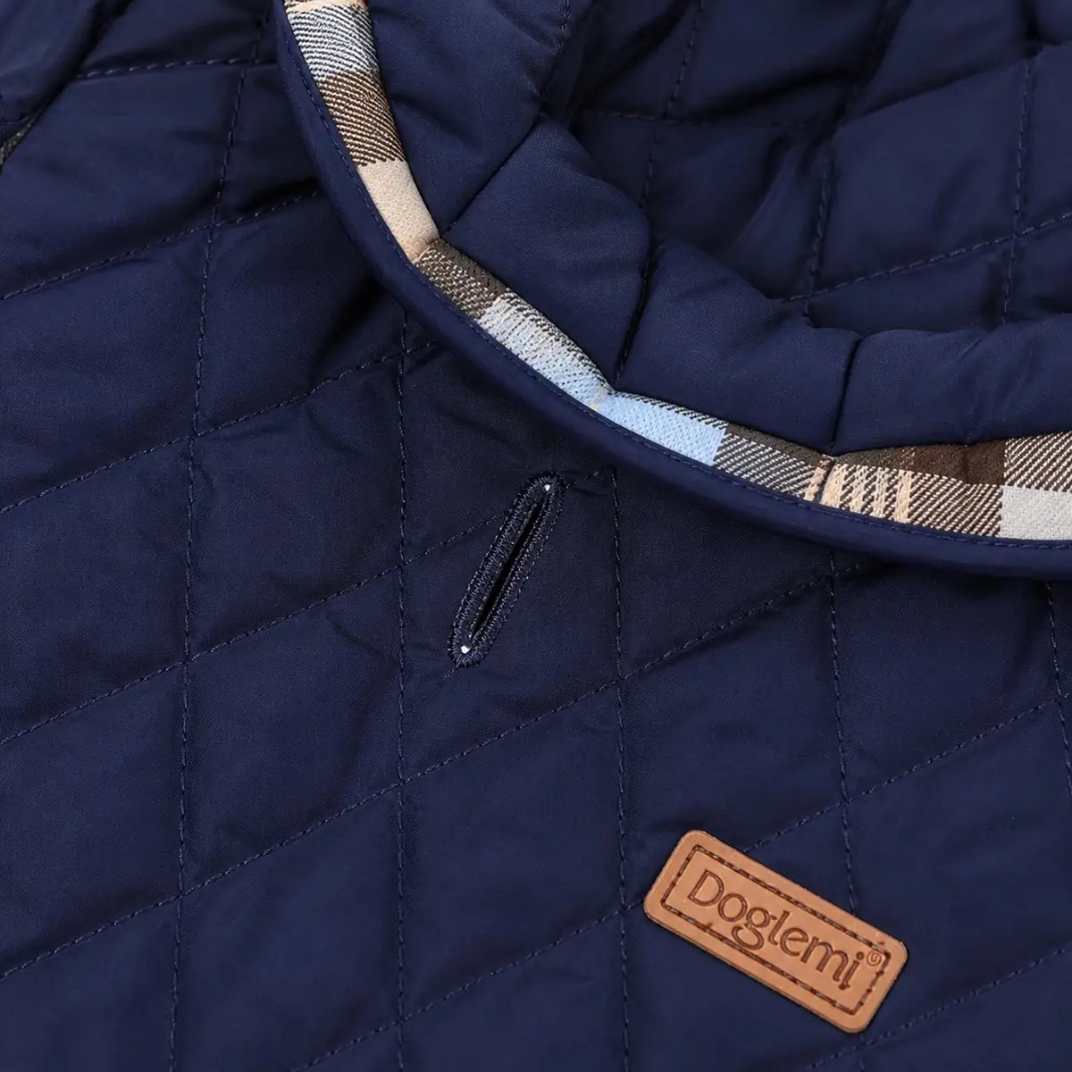 Blue reversible padded dog coat product detail