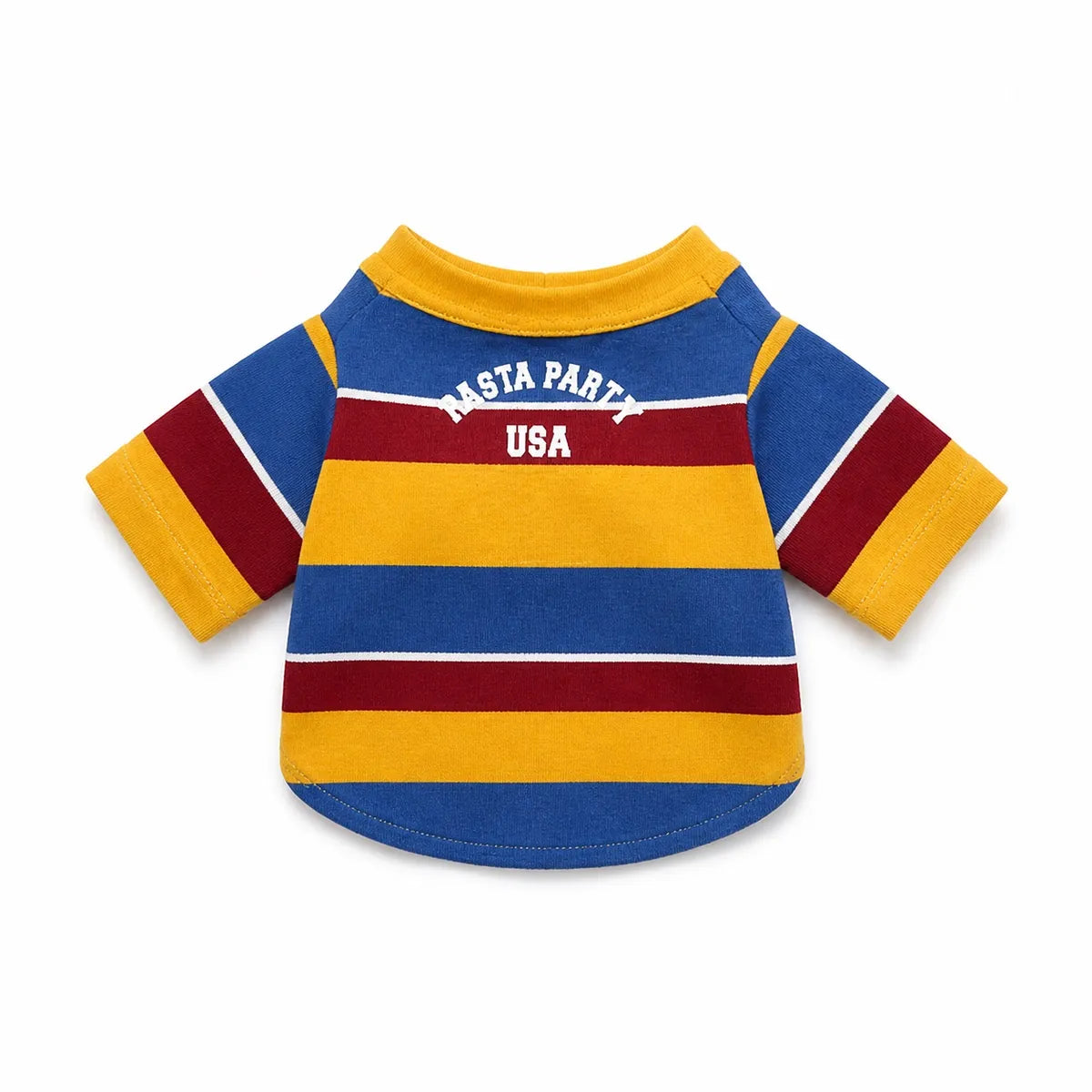 Blue striped dog sweatshirt shown alone on a white background, image 2