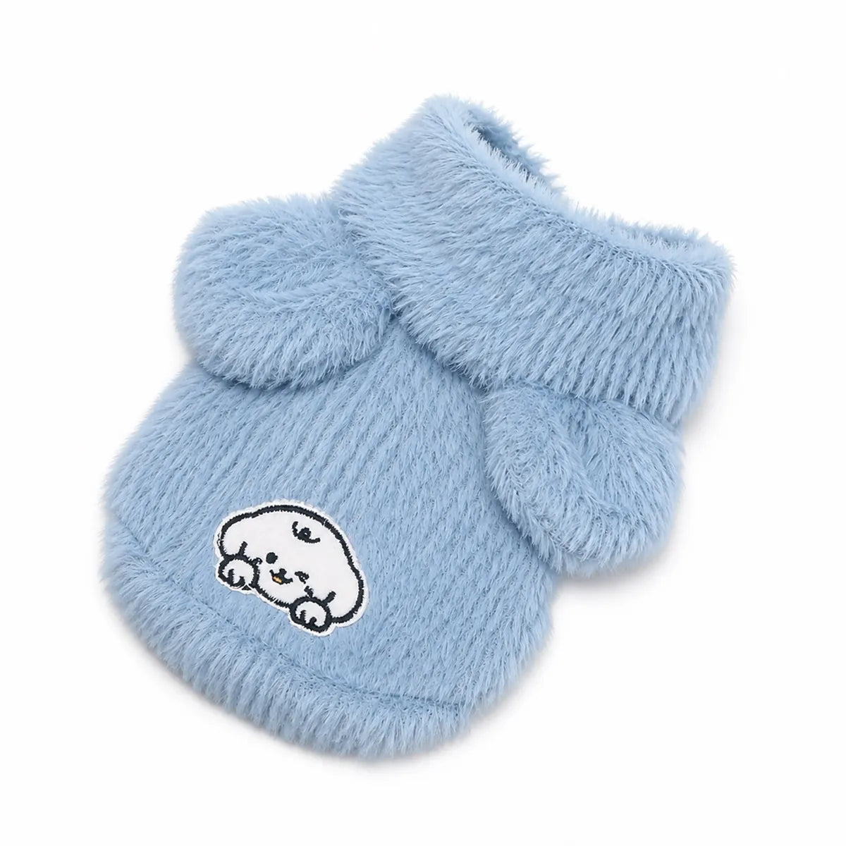 Blue three-color hooded cat sweatshirt shown alone on a white background, image 2
