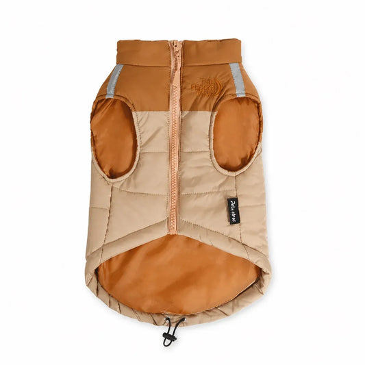 Brown Water-Resistant Padded Dog Coat shown alone on a white background